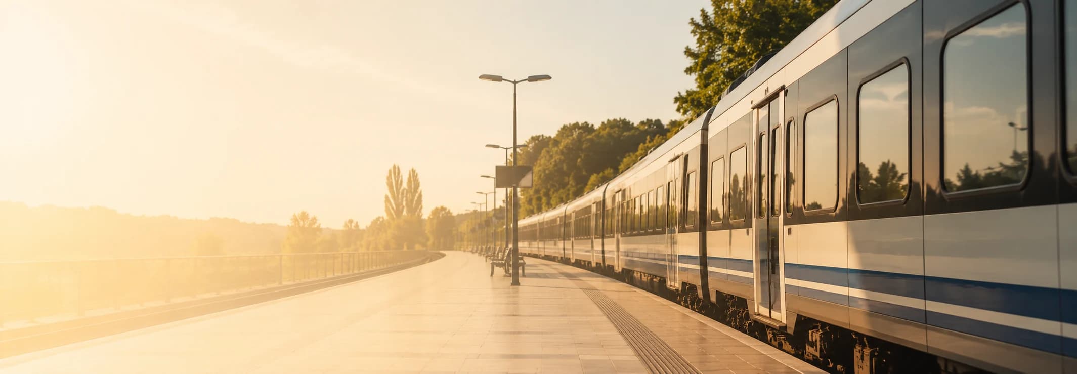 Швидкісний потяг у дорозі серед зелені